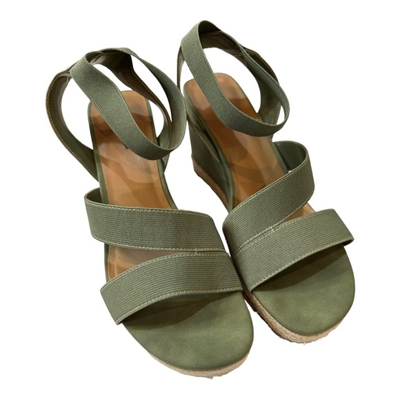 CASLON Green Suede Espadrilles Wedge Sandals Size 8 - Picture 2 of 6